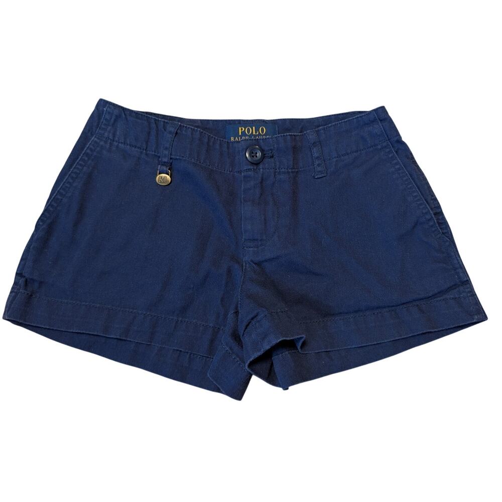 Polo Ralph Lauren Girls Size 7 Navy Blue Chino Shorts Casual Summer Classic